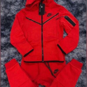 Nike Kids Red Zip Hoodie & Jogger Matching Set